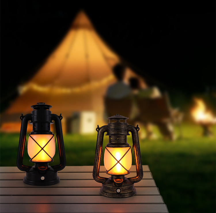 LED Rechargeable Table Lamp, Retro Flame Table Lamp For