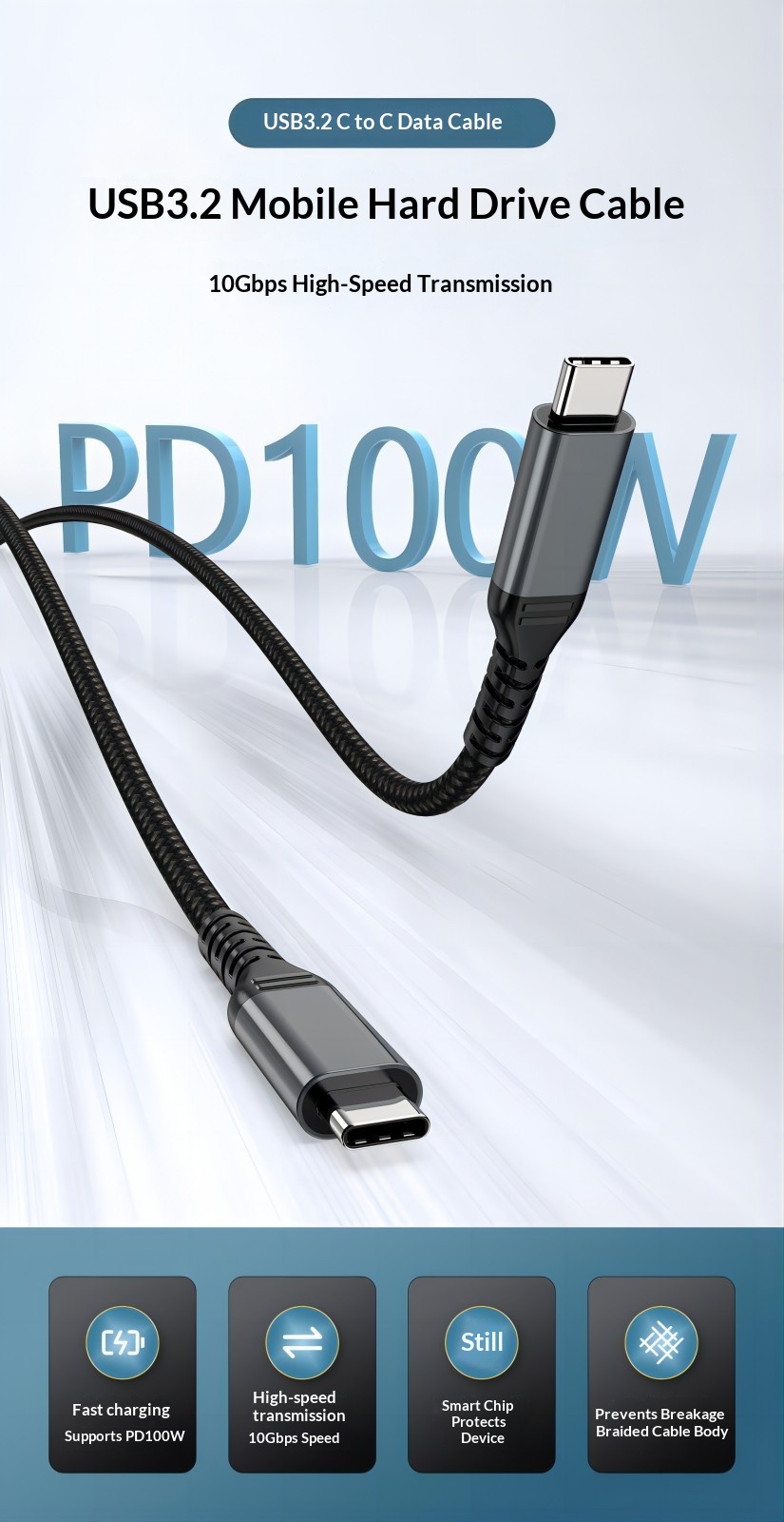 M2 SSD Dual-head Type-C Data Cable