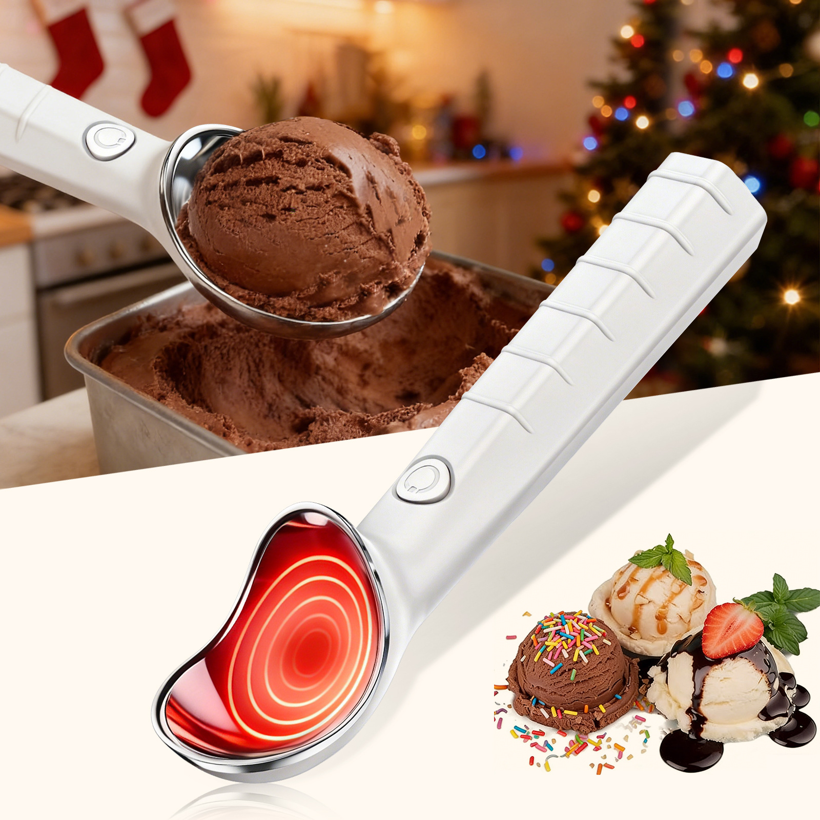 Heated Ice Cream Scoop Rechargeable Ice