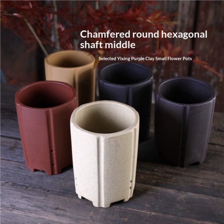 Purple Clay Orchid Ceramic Flowerpot