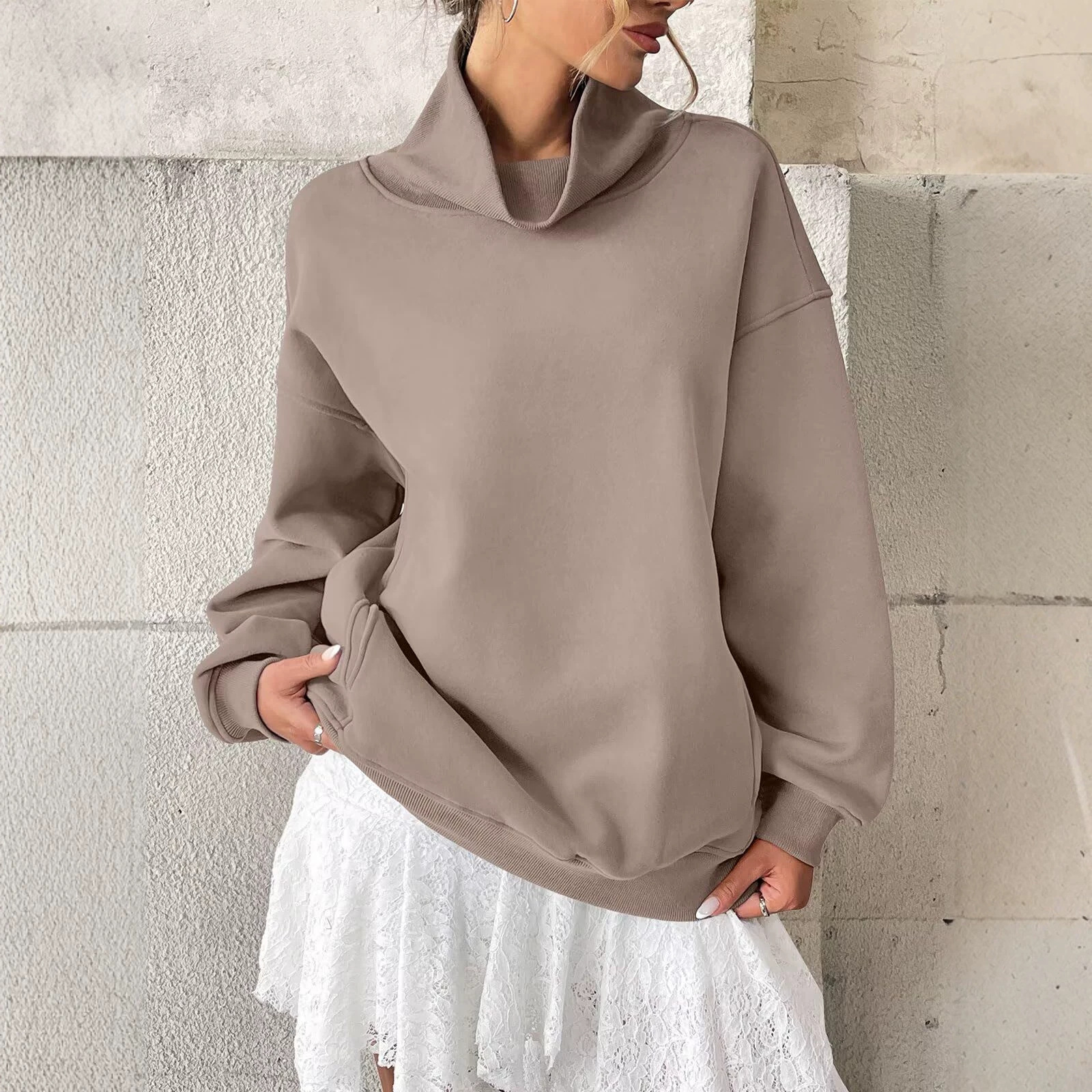 Womens Turtleneck Long-Sleeve Pullover