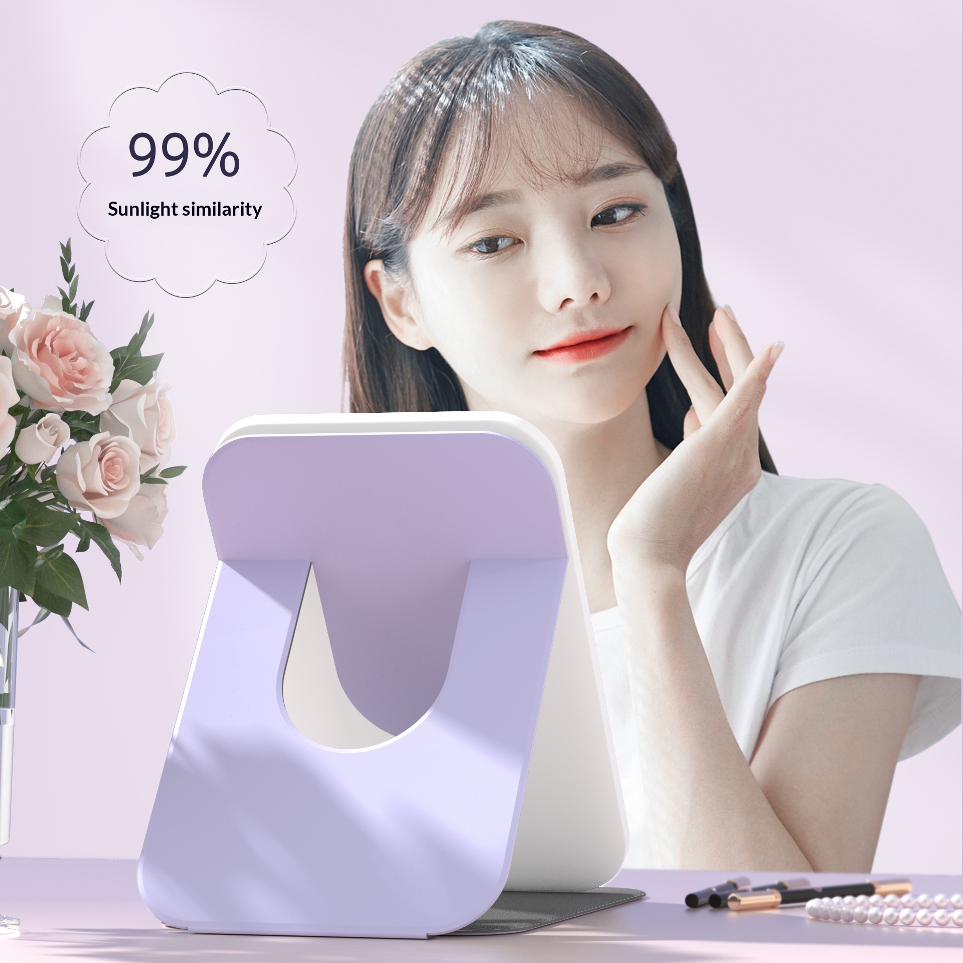Leather-Case Portable LED Folding Makeup Mirror