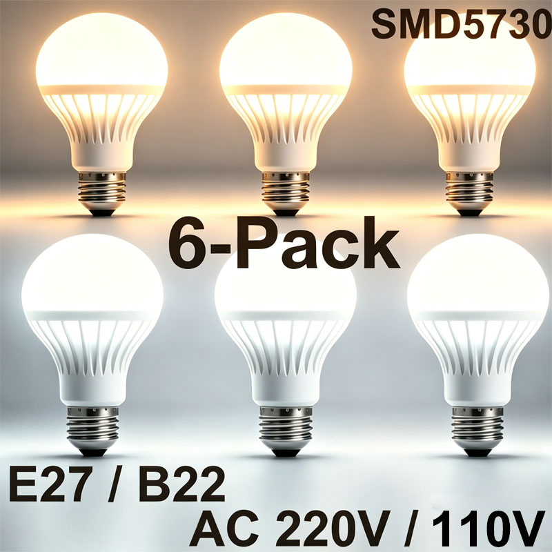6-Pack LED Bulbs E27/b22