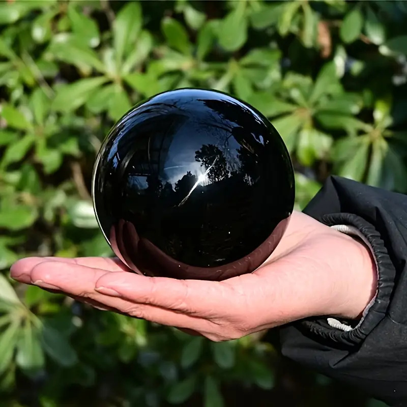Natural Obsidian Crystal Sphere Ornament