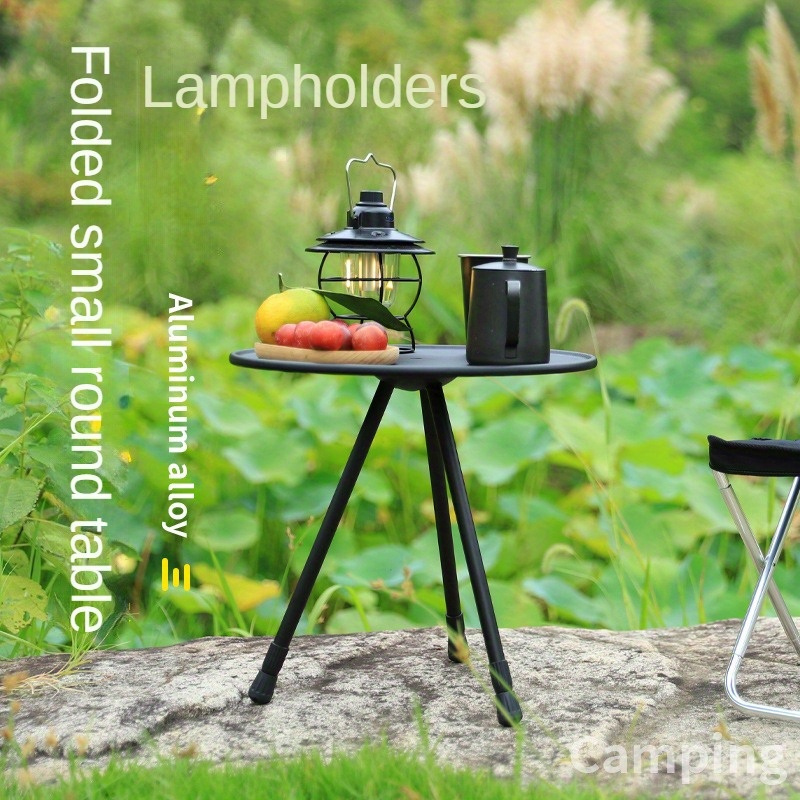 Outdoor Folding Round Table-With Light Pole-1