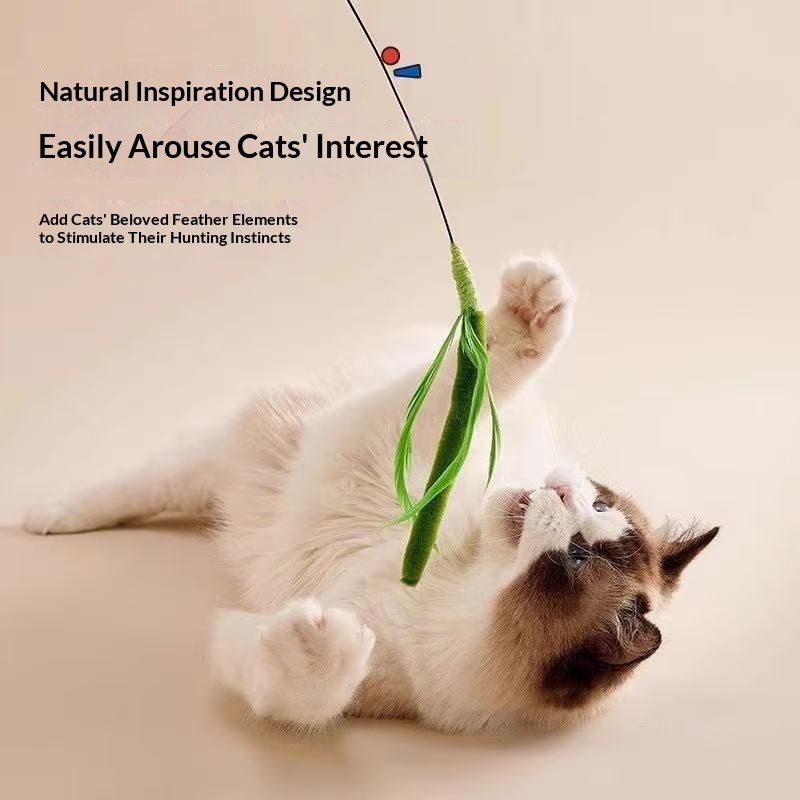 Dogtail Grass Teaser Wand Long-Handled Cat