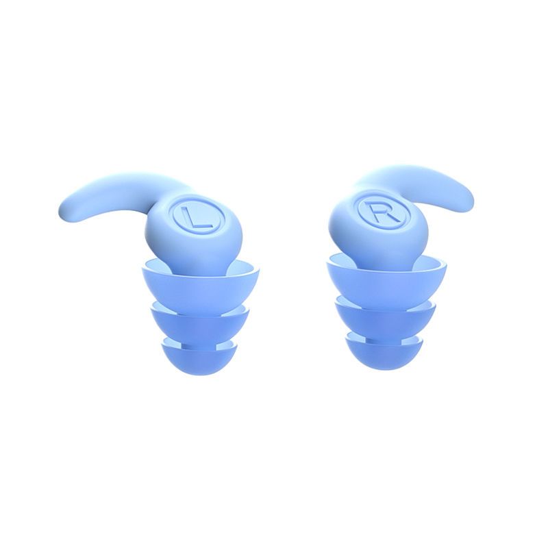 Silicone Soundproof Earbuds-Blue-1 Pair 