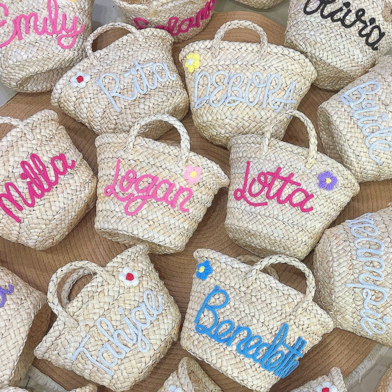 Portable Straw Bag Braided Diagonal Triangle